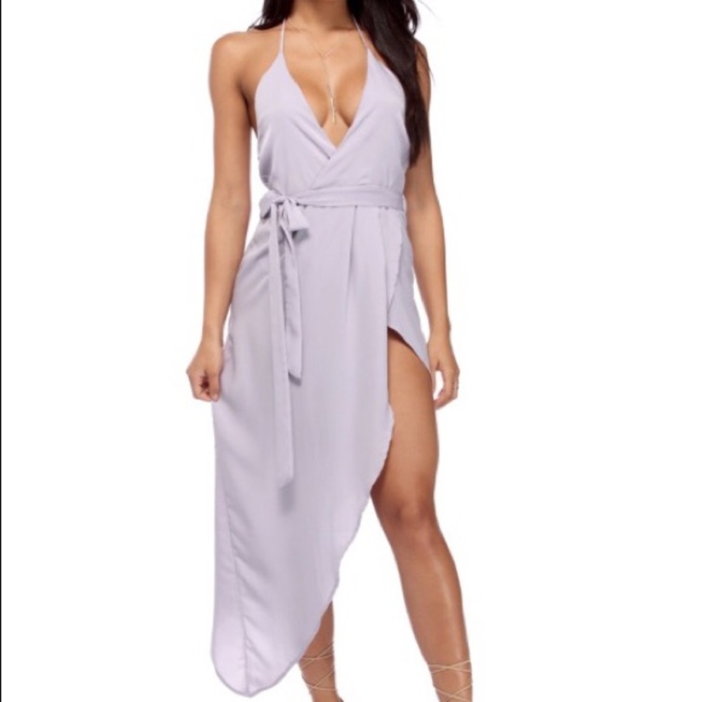 Lavender satin wrap dress 💜